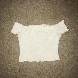 off the shoulder ruffle crop top